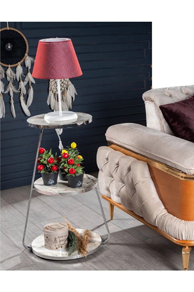 Üç Katlı Beyaz Sehpa - 6