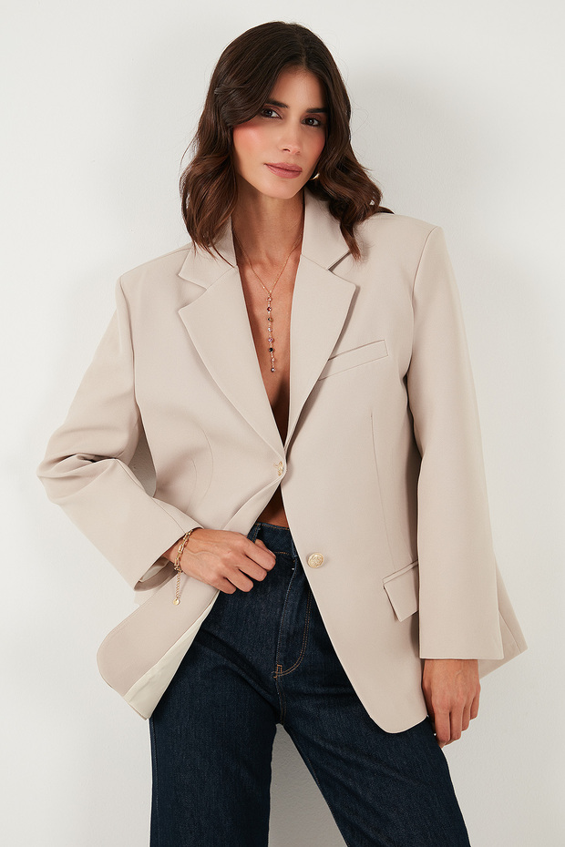 Regular Fit Jacket Collar Buttoned Blazer Jacket Jacket 6839562 - 3