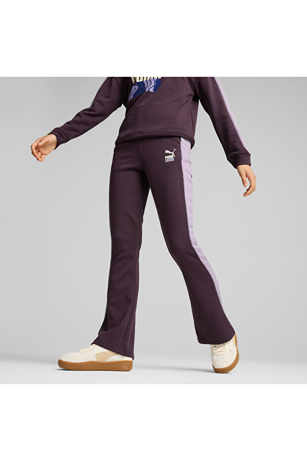 Youth Girls Flared Sweatpants - Purple - 1