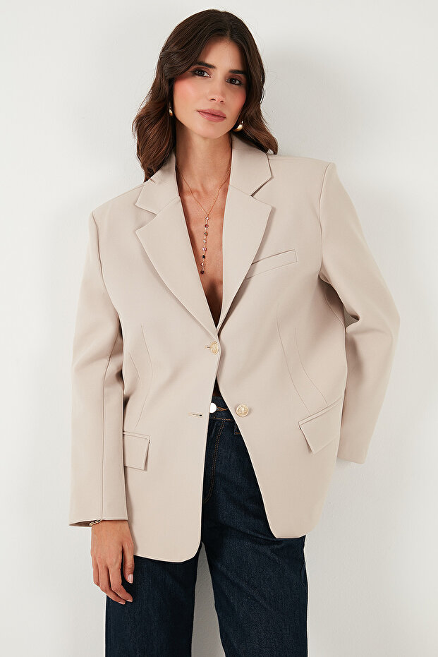 Regular Fit Jacket Collar Buttoned Blazer Jacket Jacket 6839562 - 4