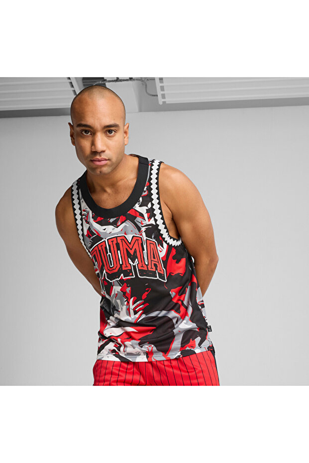 Mens Rival Rage All-Over Print Mesh Tank - Red