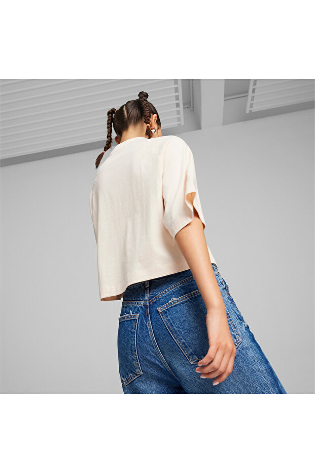 تي شيرت نسائي كلاسيكي كبير الحجم - وردي - 2