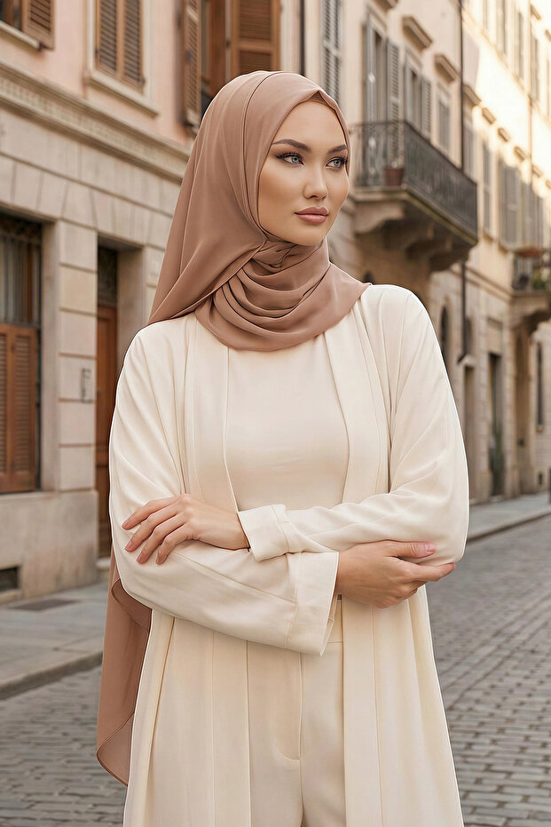 شال شيفون عملي يمكن ارتداؤه بدون إبر، لون مينك داكن، PS-11