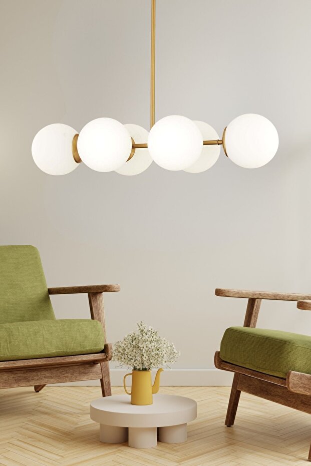 Apliqa Lema 6 Lı Eskitme Modern Yemek Masası Üstü Yatak odası Salon Avize