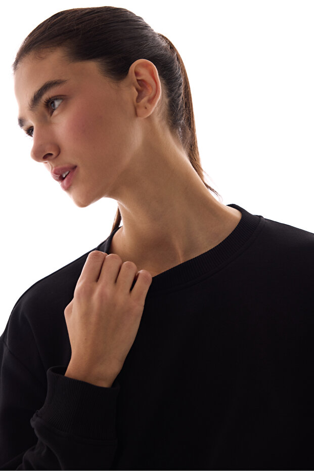 Siyah Oversize Active Sweatshirt - 4