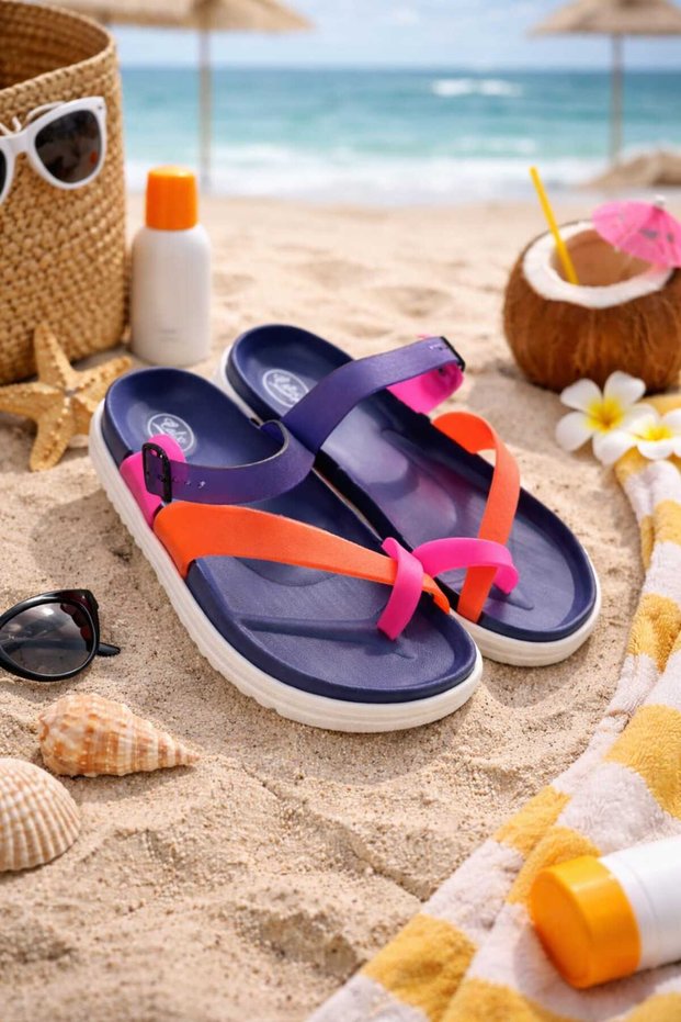 Women's Colorful Non-Slip Sole Flexible and Comfortable Beach Pool Sea Home Garden Flip Flops