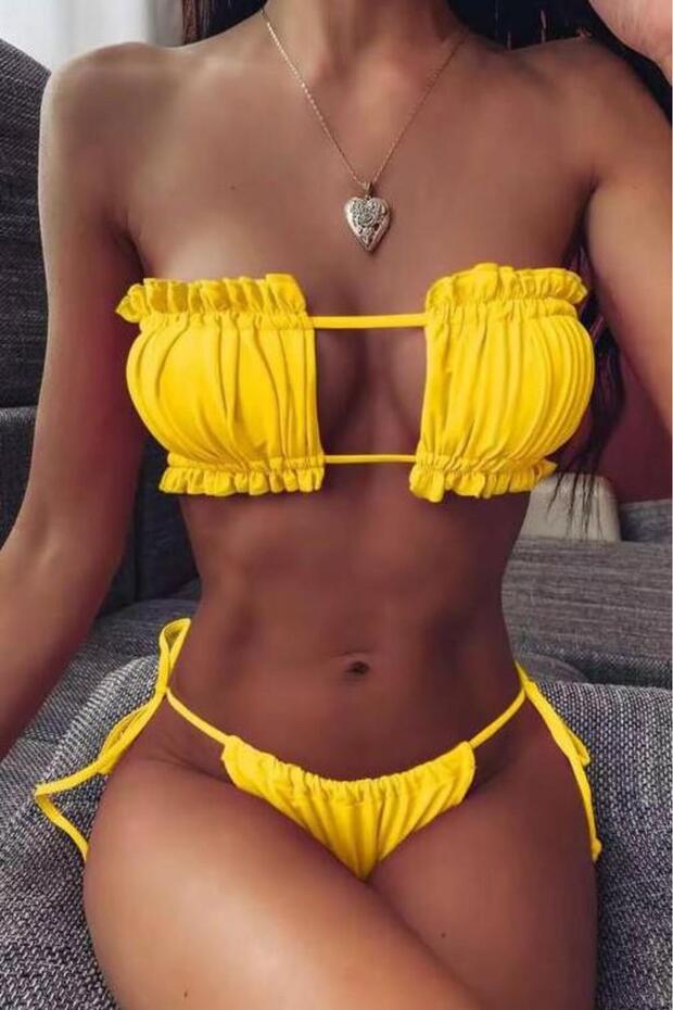 بيكيني برازيلي مكشكش - أصفر
