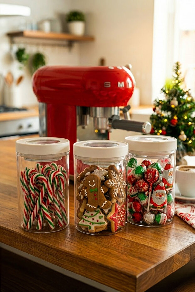 Lengo 3-Pack 1200 ml Sealed Vacuum Borosilicate Glass Food Storage Jar