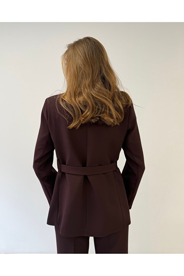 Belted Jacket Plum Suit - 4