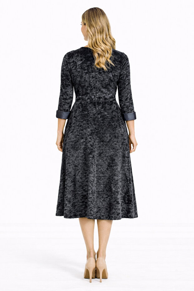 Simli Kadife Elbise - 2