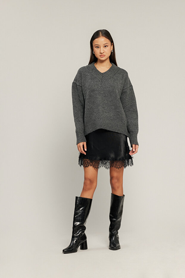 Satin Detail Knitwear Sweater
