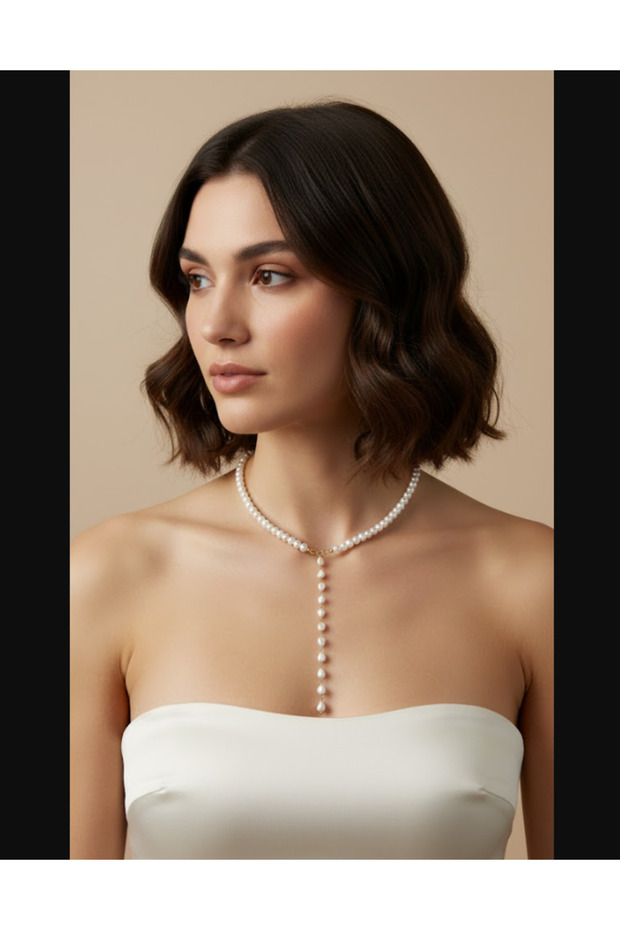 Y MODEL SIRA İNCİLİ KOLYE - 1