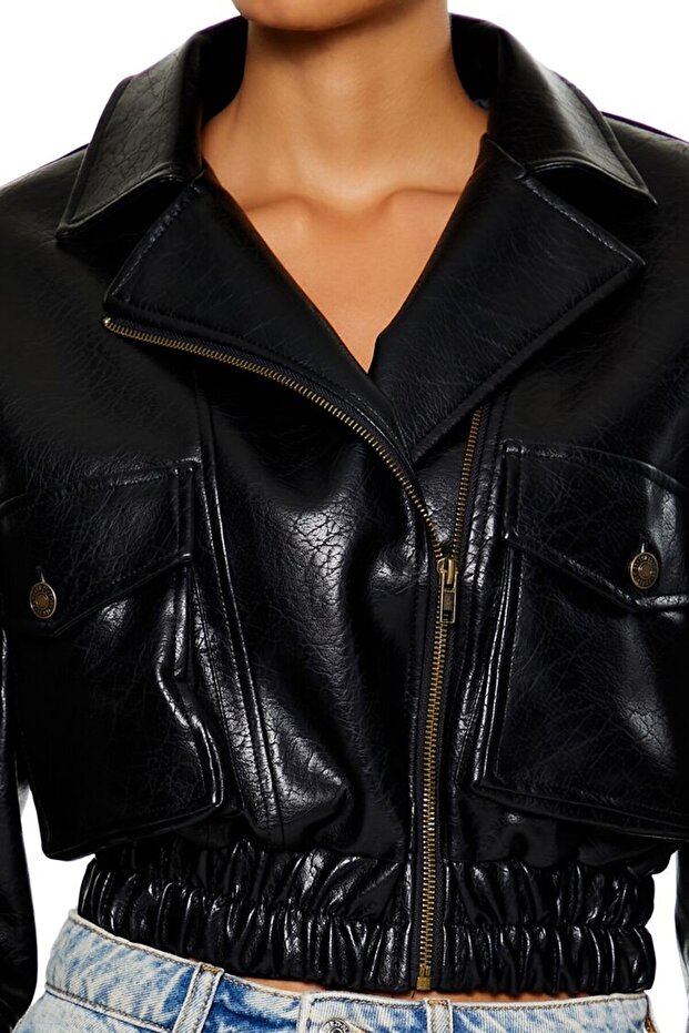 Suni Deri Bomber Ceket - 3