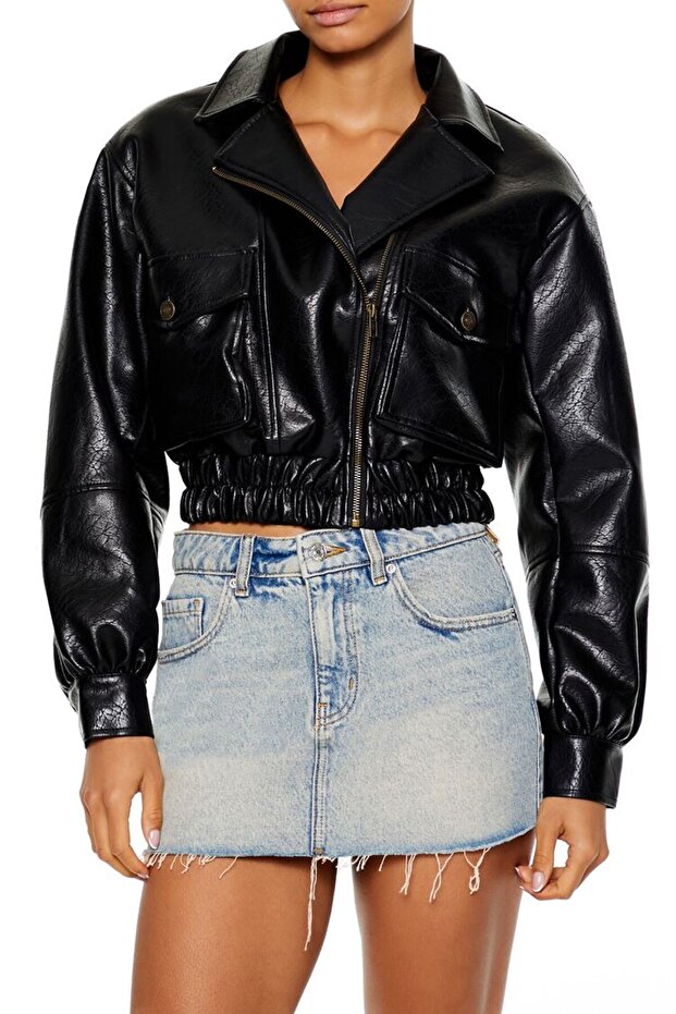 Suni Deri Bomber Ceket - 6