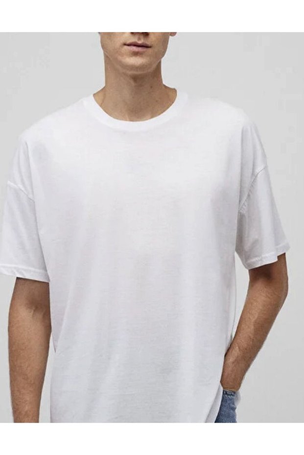White Short-Sleeved Oversized T-Shirt 100% Cotton Pure Cotton Comfort Mode