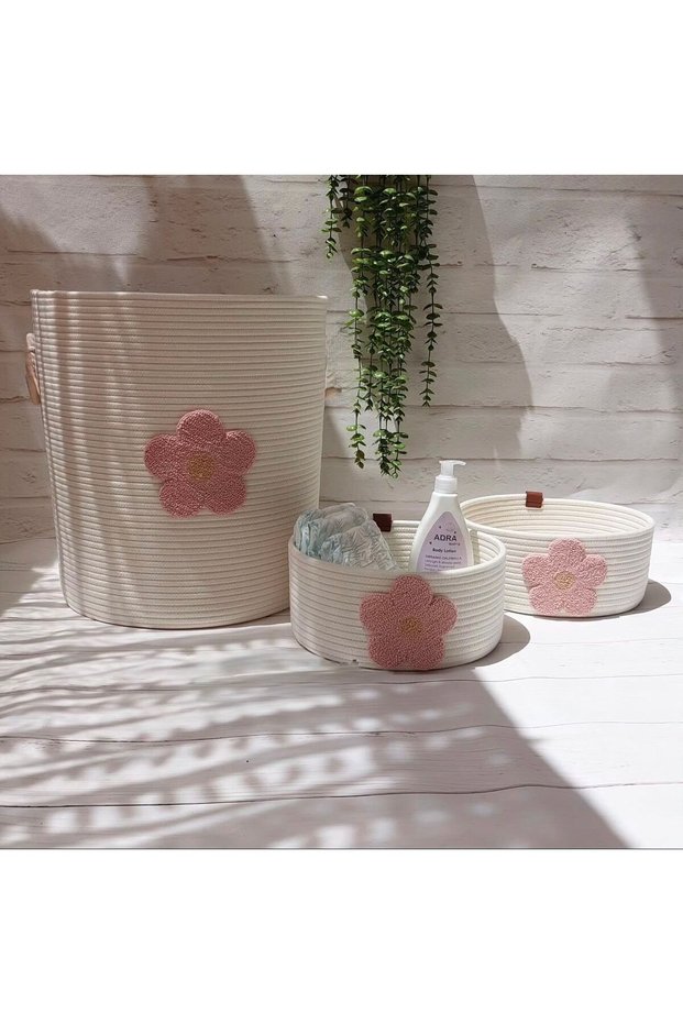 Baby Kids Room Organizer, Storage Box Toy Basket, Punch Embroidered Dirty Laundry Basket Set