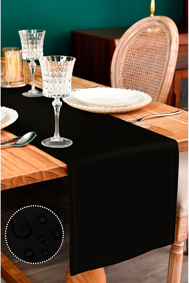 Canvas Liquid-Proof Stain-Resistant Runner Black 50 X 150cm
