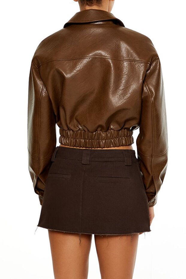 Suni Deri Bomber Ceket - 3