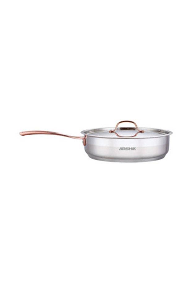 24cm Stainless Steel Fry Pan with Dual Lids – Mirror Finish & Aluminum Base
