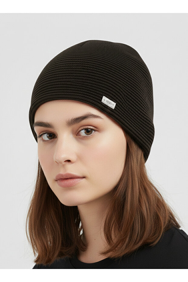 Classic Beanie Fleece Lined Cold Protection Soft Woven Unisex Bitter Brown