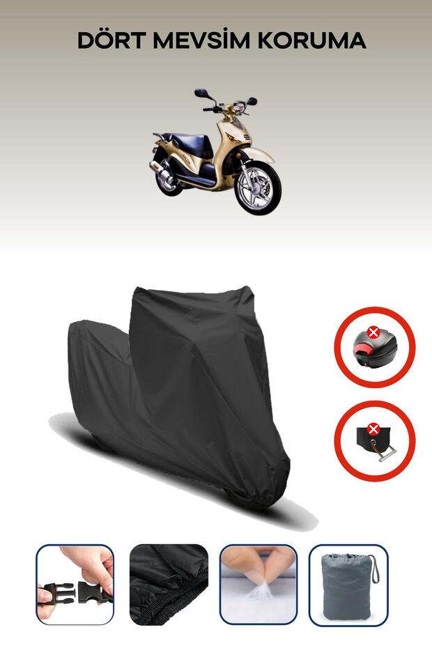 Black Rear Bag Lock Incompatible Dorado Arcon 150 Compatible Motorcycle Tarpaulin, 4 Seasons