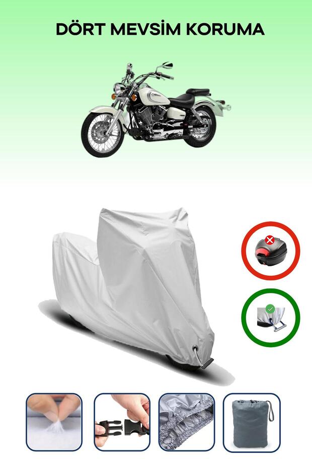 Gray Lock Compatible Yamaha Xvs 250 Drag Star Compatible Motorcycle Tarpaulin Waterproof