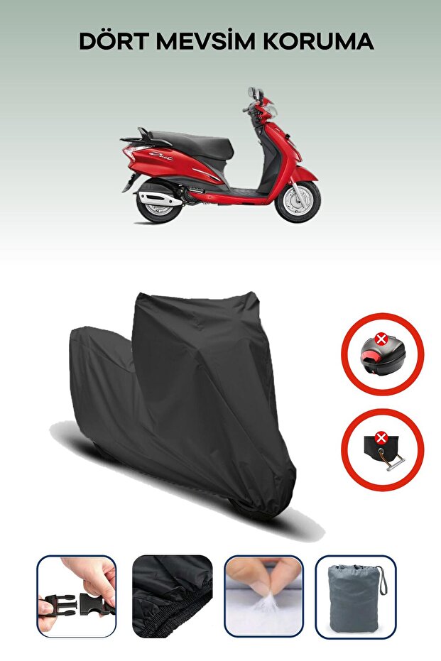 Black Rear Bag Lock Incompatible with Hero Duet Lx 110 Compatible Motorcycle Tarpaulin, 4 Seasons