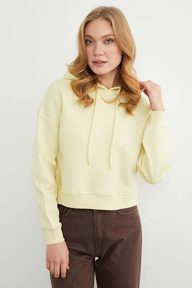 3 İplik Basic Kapüşonlu Sweatshirt - 7