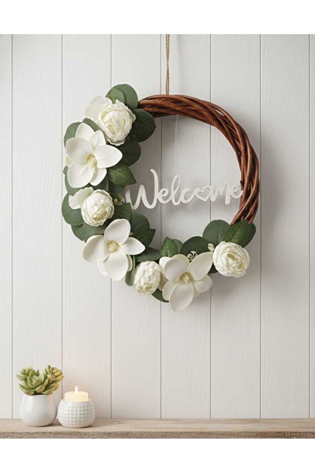 Welcome Manolya Bambu Çelenk Kapı Süsü - 1