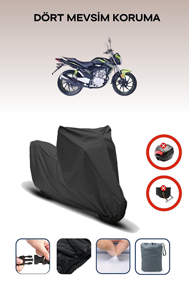 Black Rear Bag Lock Incompatible Falcon Mexico 150 Compatible Motorcycle Tarpaulin, 4 Seasons