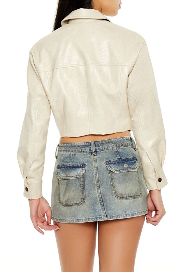 Suni Deri Crop Ceket - 5