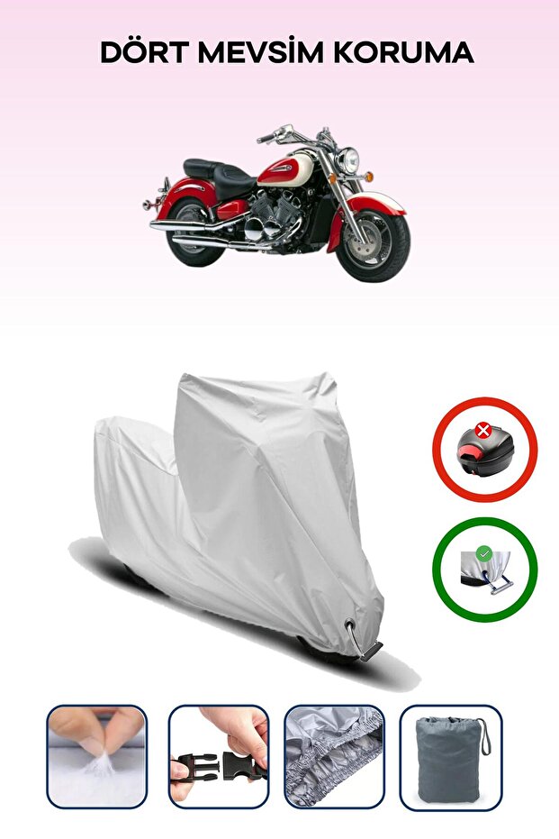 Grey Lock Compatible Yamaha Royal Star Xvz 1300 Compatible Motorcycle Tarpaulin Waterproof
