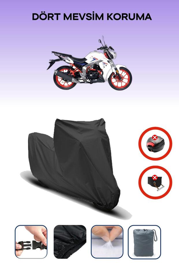 Black Rear Bag Lock Incompatible Falcon Shark 188 Compatible Motorcycle Tarpaulin, 4 Seasons