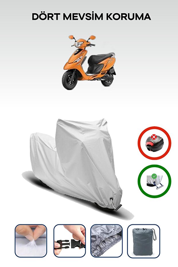 Gray Lock Compatible Tvs Scooty Zest 110 Compatible Motorcycle Tarpaulin Waterproof