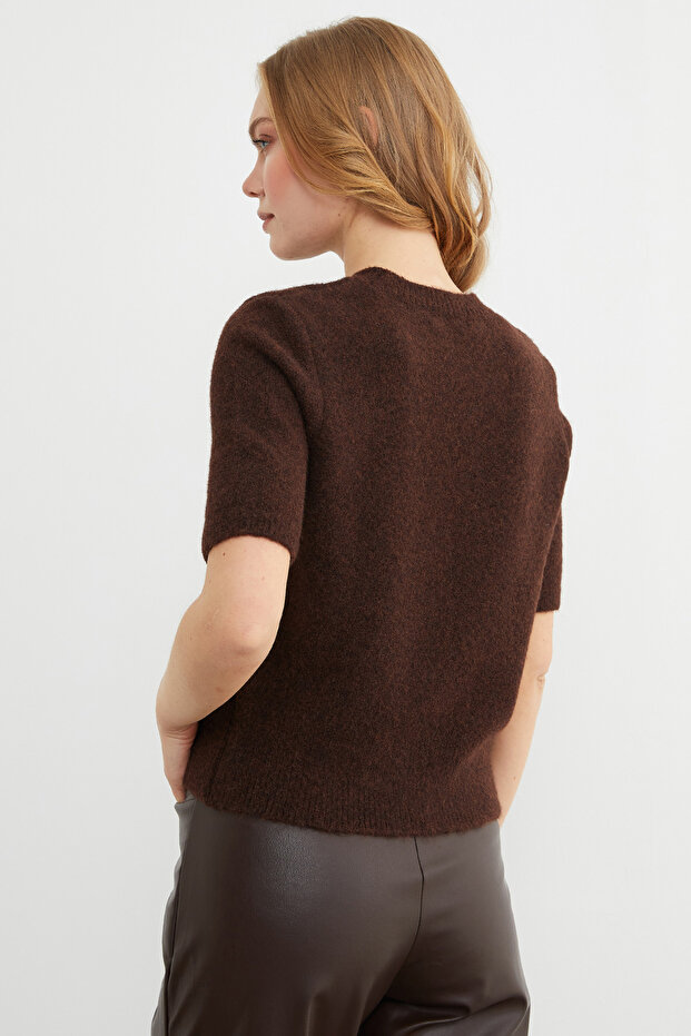 Basic Bisiklet Yaka Kısa Kol Triko Kazak - 8