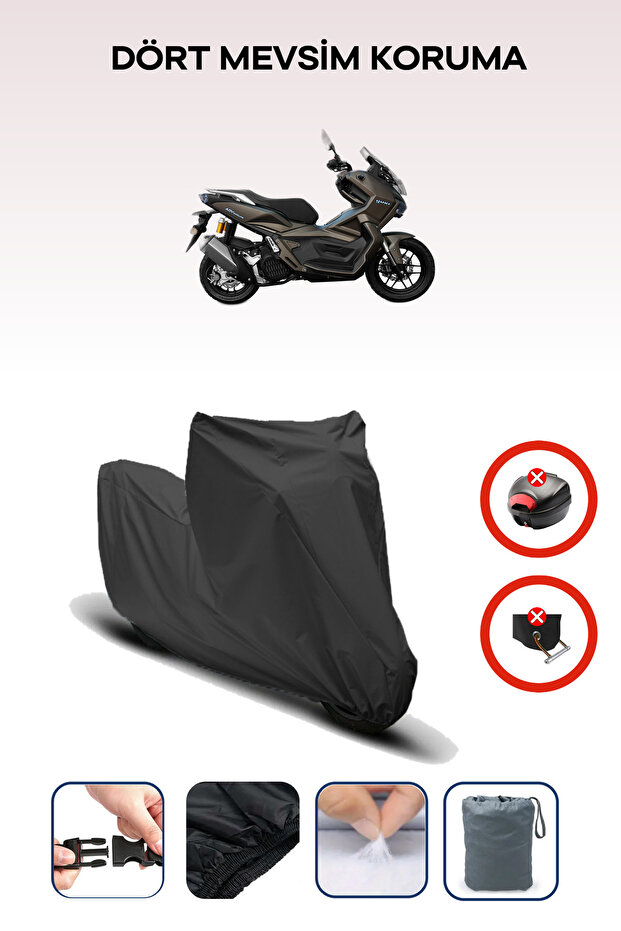 Black Rear Bag Lock Incompatible Yuki Lb150T-8 Compatible Motorcycle Tarpaulin, 4 Seasons