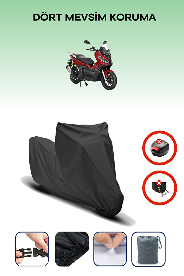 Black Rear Bag Lock Incompatible with Kanuni Seha 150 Compatible Motorcycle Tarpaulin, 4 Seasons