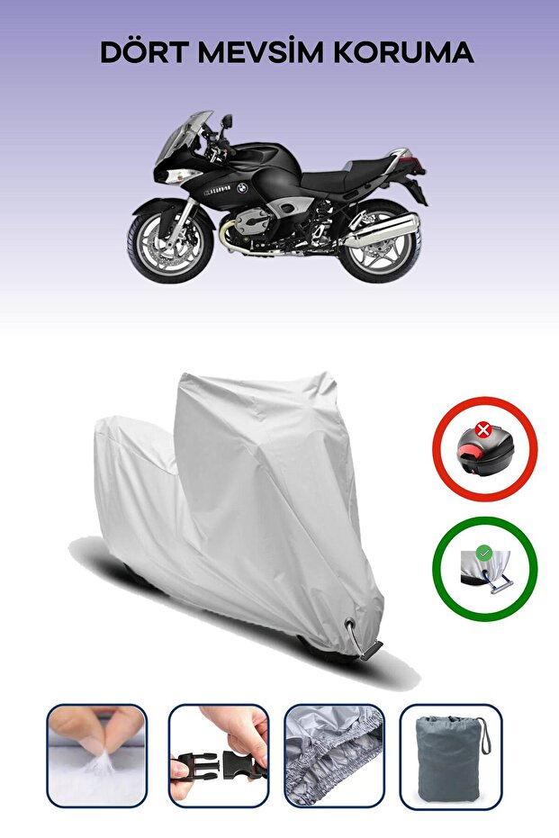 Gray Lock Compatible Bmw R 1200 St Compatible Motorcycle Tarpaulin Waterproof