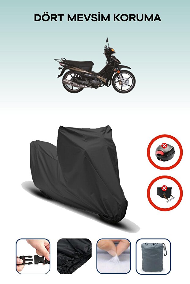 Black Rear Bag Lock Incompatible Rks Jaguar 100 Compatible Motorcycle Tarpaulin, 4 Seasons