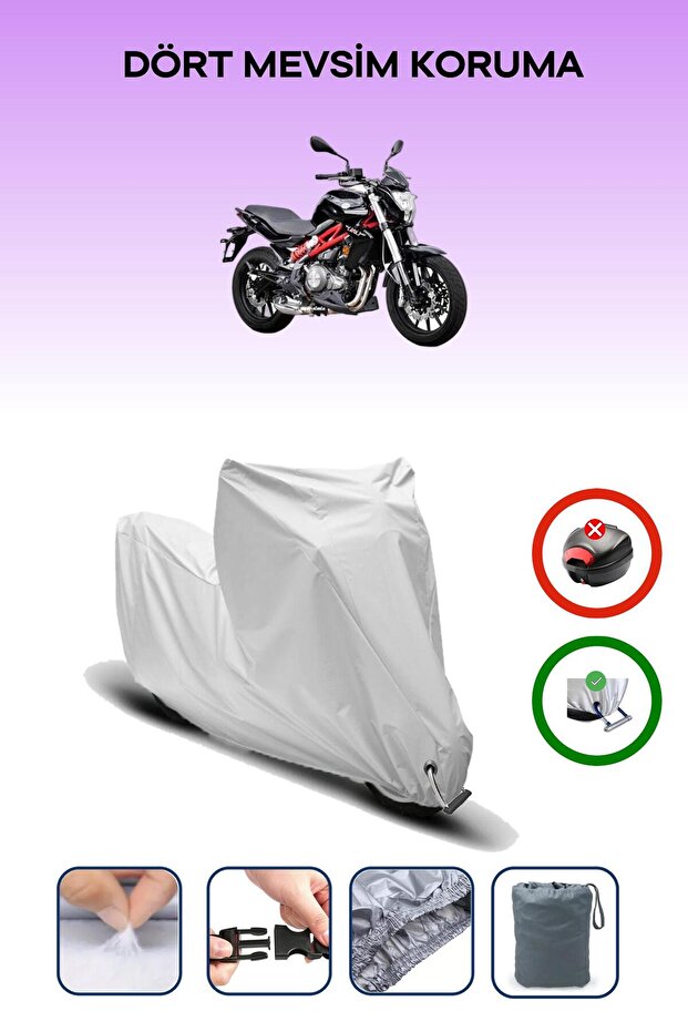 غطاء دراجة نارية متوافق مع Benelli BN 302 باللون الرمادي مقاوم للماء