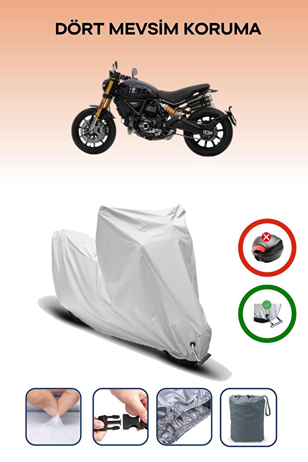 Gray Lock Compatible Ducati Scrambler 1100 Sport Pro Compatible Motorcycle Tarpaulin Waterproof