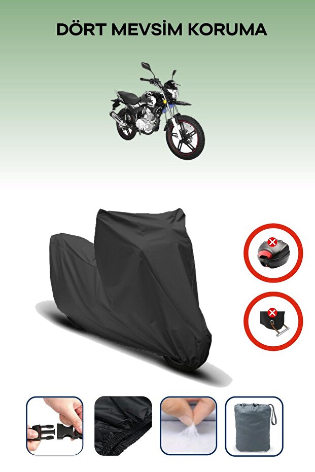 Black Rear Bag Lock Incompatible Yuki Yk 150-9 Goldfox Compatible Motorcycle Tarpaulin, 4 Seasons
