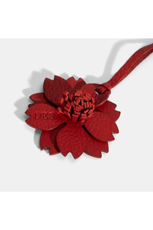 Red Flower Figured Leather Charm - 2