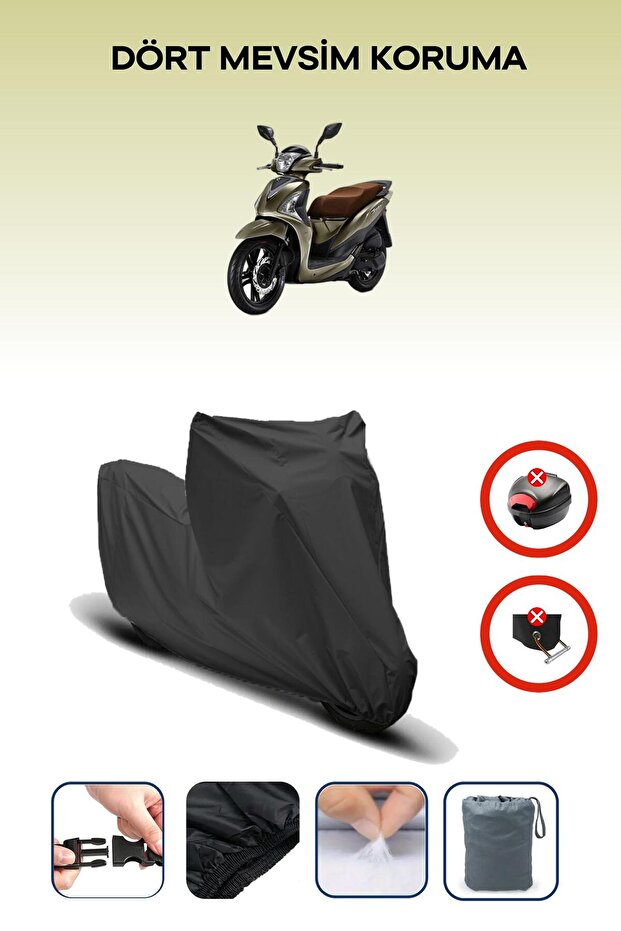 Black Rear Bag Lock Incompatible Sym Symphony St 200I Abs Compatible Motorcycle Tarpaulin, 4 Seasons