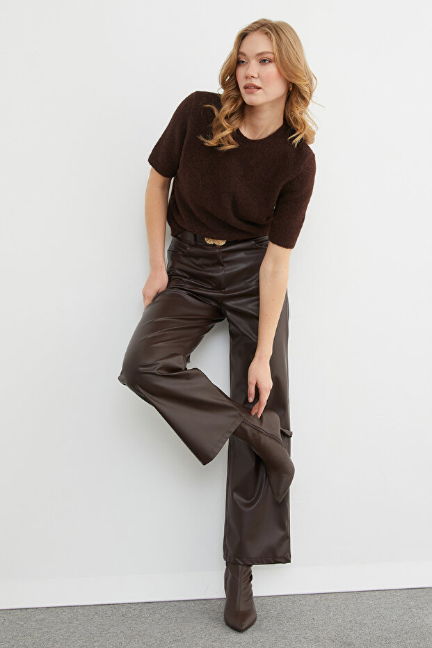 Basic Bisiklet Yaka Kısa Kol Triko Kazak - 5