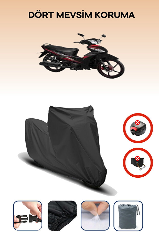 Black Rear Bag Lock Incompatible Kuba Sj100-16D Compatible Motorcycle Tarpaulin, 4 Seasons