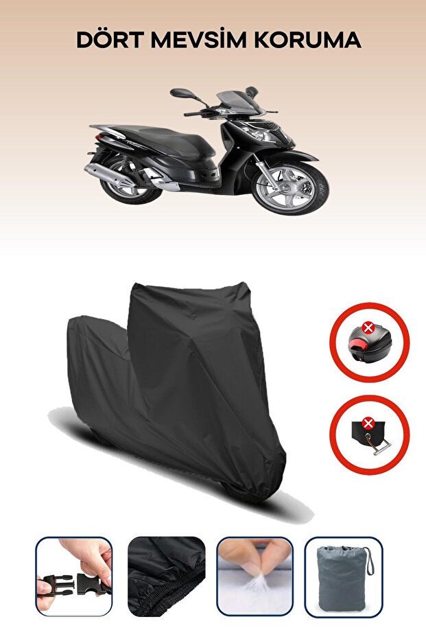 Black Rear Bag Lock Incompatible Rks Outlook 150 Compatible Motorcycle Tarpaulin, 4 Seasons