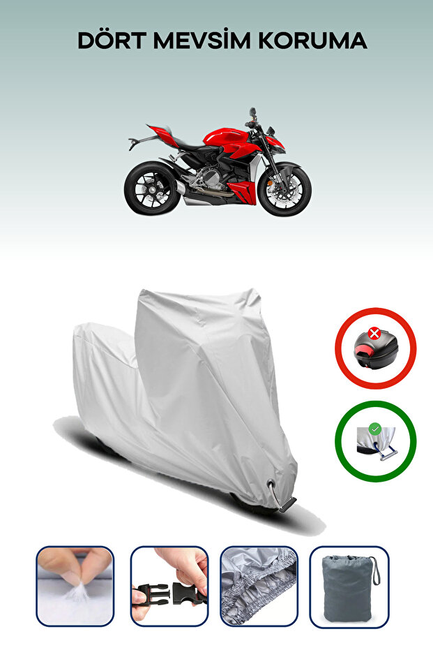 Gray Lock Compatible Ducati Streetfighter V2 Compatible Motorcycle Tarpaulin Waterproof