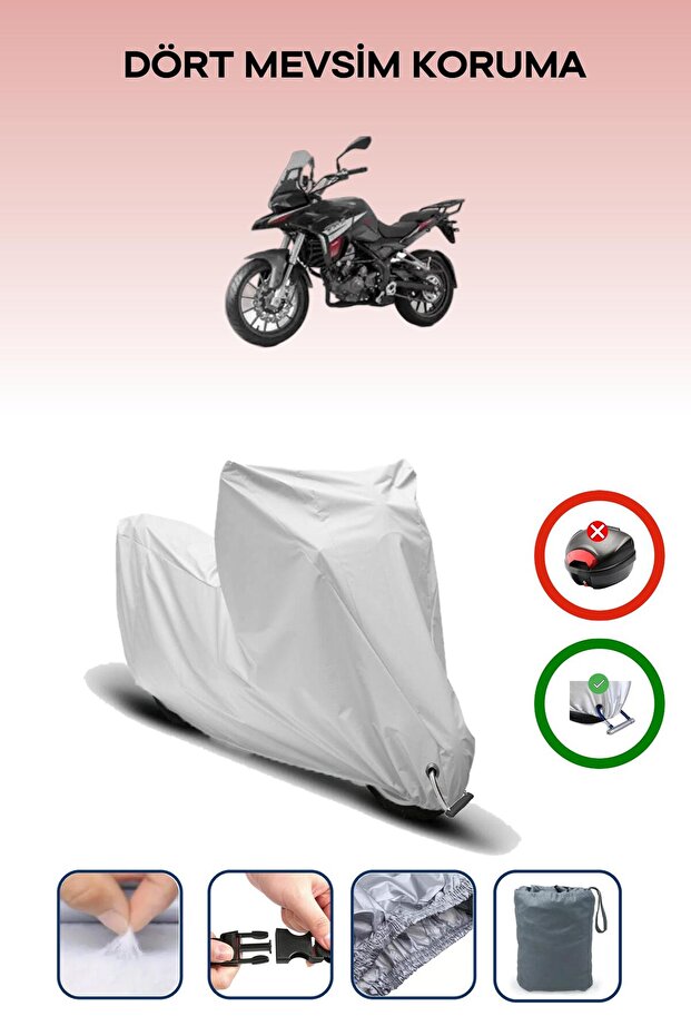 غطاء دراجة نارية متوافق مع Benelli TRK 251 باللون الرمادي مقاوم للماء