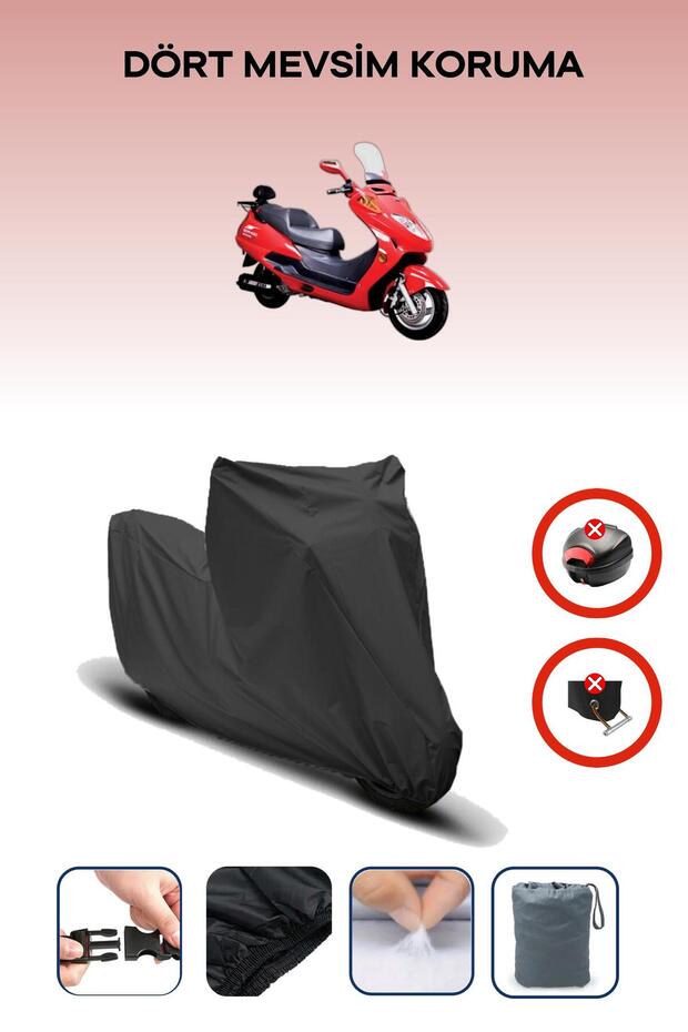 Black Rear Bag Lock Incompatible Dorado Sandor 150 Compatible Motorcycle Tarpaulin, 4 Seasons